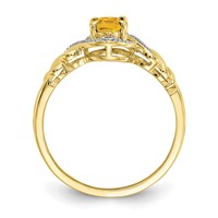 10K Yellow Gold 7x5mm Oval November Citrine and Diamond Ring - Size 7 view 2