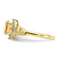 10K Yellow Gold 7x5mm Oval November Citrine and Diamond Ring - Size 7 view 4