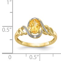 10K Yellow Gold 7x5mm Oval November Citrine and Diamond Ring - Size 7 view 3
