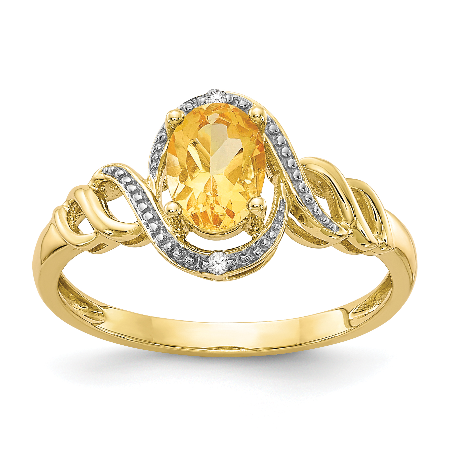 10K Citrine and Diamond Ring (10XB308)