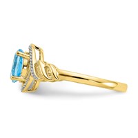 10K Yellow Gold 7x 5mm Oval December Light Swiss Blue Topaz and Diamond Ring view 4