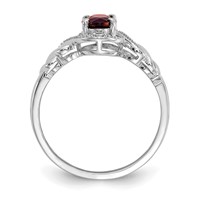10K White Gold 7x 5mm Oval January Garnet and Diamond Ring view 2
