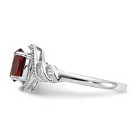 10K White Gold 7x 5mm Oval January Garnet and Diamond Ring view 4