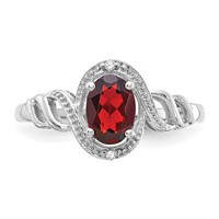 10K White Gold 7x 5mm Oval January Garnet and Diamond Ring view 5