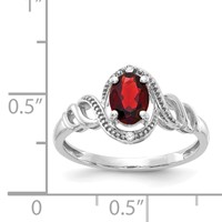 10K White Gold 7x 5mm Oval January Garnet and Diamond Ring view 3