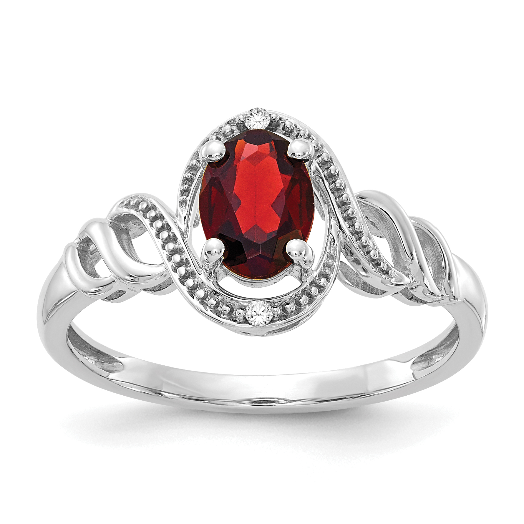 10k White Gold Garnet and Diamond Ring (10XB310)