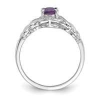 10K White Gold 7x 5mm Oval February Amethyst and Diamond Ring view 2