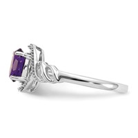 10K White Gold 7x 5mm Oval February Amethyst and Diamond Ring view 4