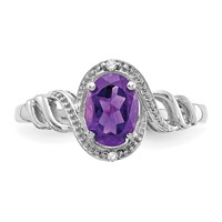 10K White Gold 7x 5mm Oval February Amethyst and Diamond Ring view 5