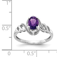 10K White Gold 7x 5mm Oval February Amethyst and Diamond Ring view 3