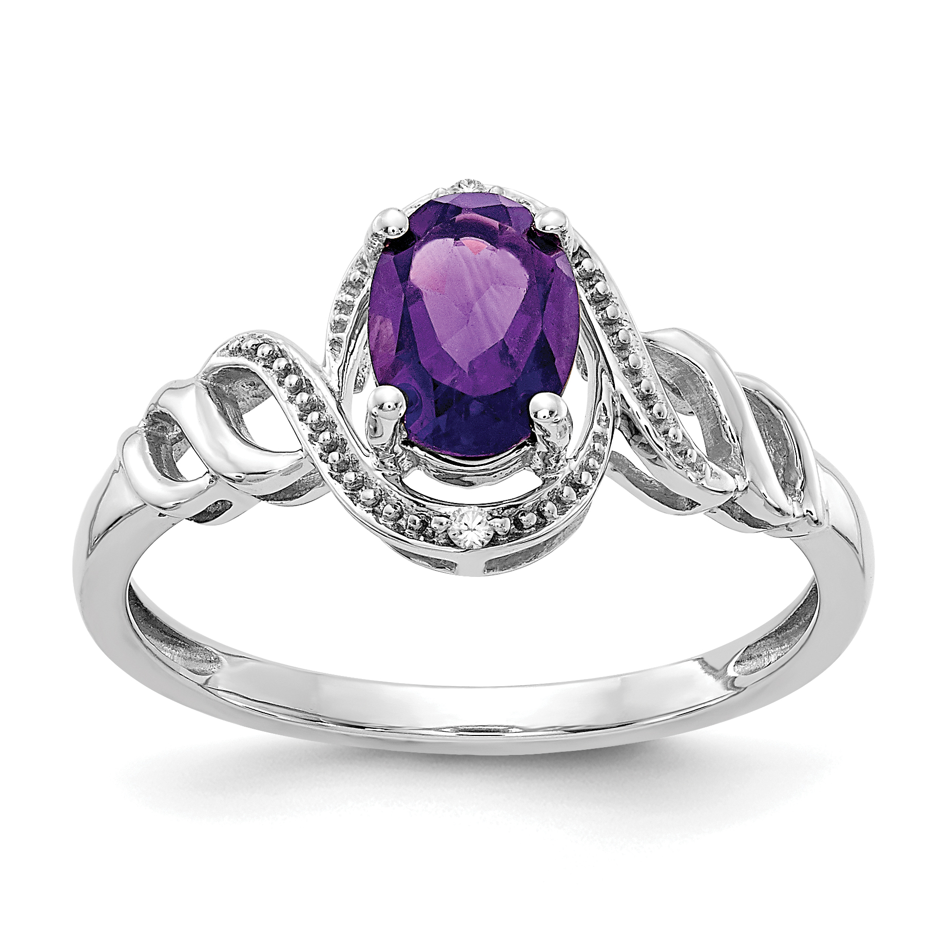 10k White Gold Amethyst and Diamond Ring (10XB311)