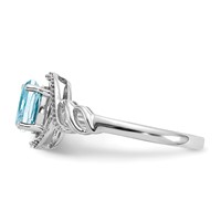 10K White Gold 7x 5mm Oval March Aquamarine and Diamond Ring view 4