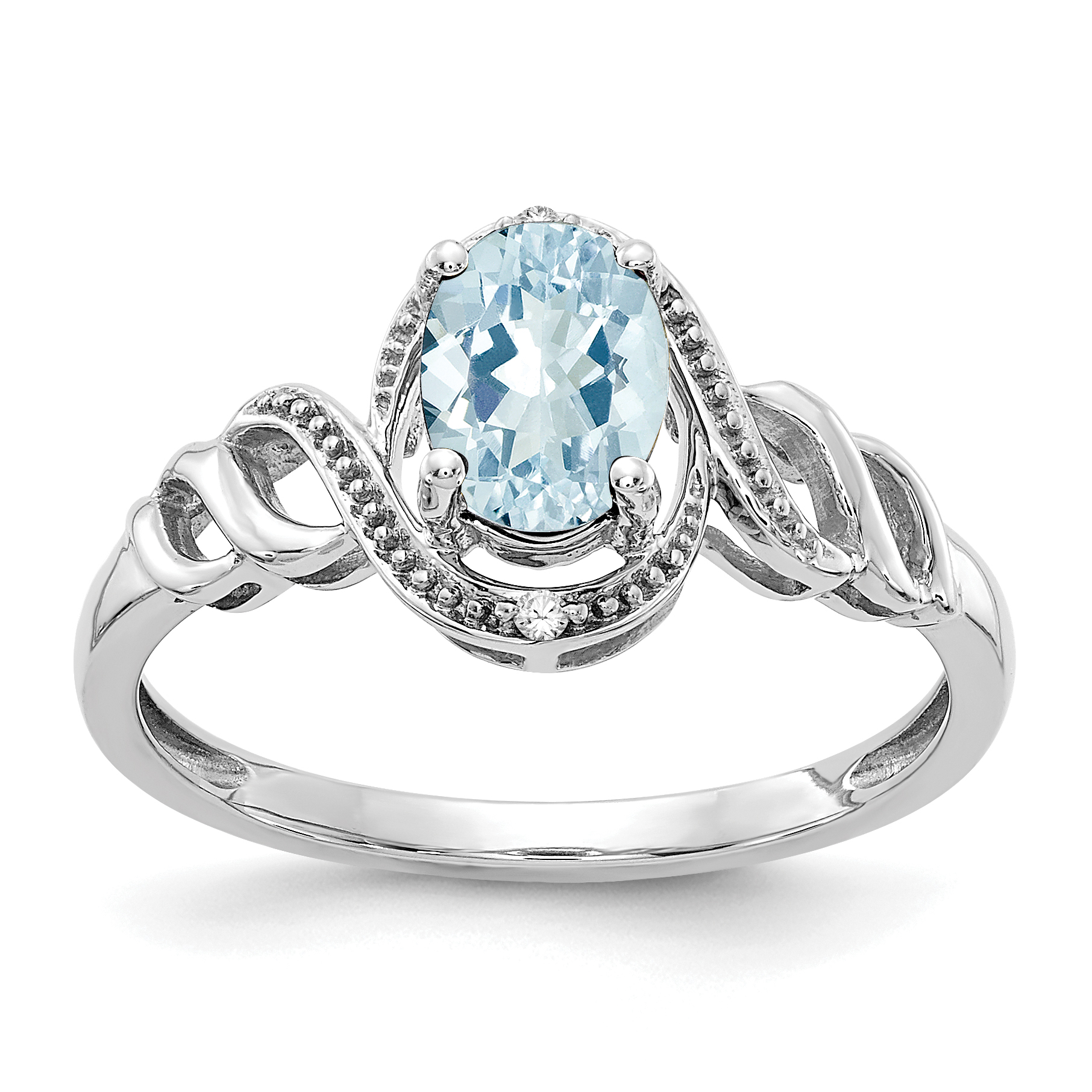 10k White Gold Aquamarine and Diamond Ring (10XB312)