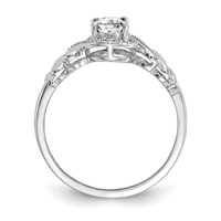 10K White Gold 7x 5mm Oval April White Topaz and Diamond Ring view 2