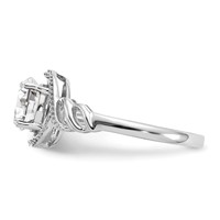 10K White Gold 7x 5mm Oval April White Topaz and Diamond Ring view 4