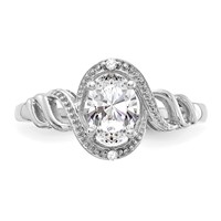 10K White Gold 7x 5mm Oval April White Topaz and Diamond Ring view 5