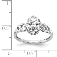 10K White Gold 7x 5mm Oval April White Topaz and Diamond Ring view 3