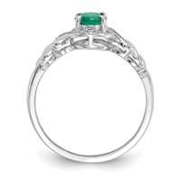 10K White Gold 7x5mm Oval May Emerald and Diamond Size 7 Ring view 2