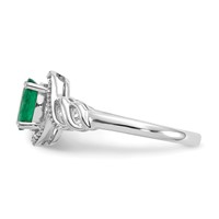 10K White Gold 7x5mm Oval May Emerald and Diamond Size 7 Ring view 4