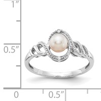 10K White Gold 5.5mm June Freshwater Cultured Pearl and Diamond Ring view 3
