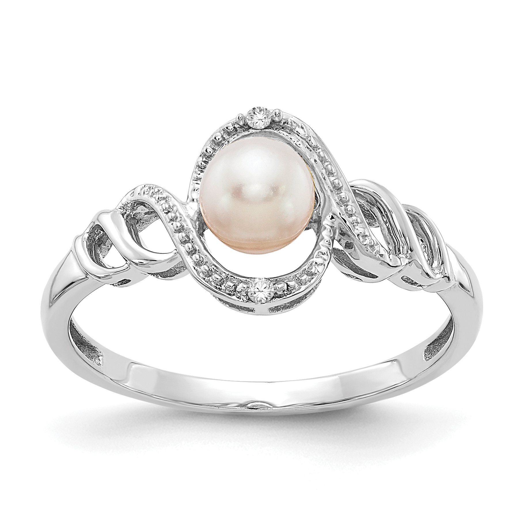 10k White Gold FW Cultured Pearl and Diamond Ring (10XB315)
