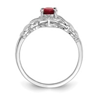 10K White Gold 7x5mm Oval July Ruby and Diamond Size 7 Ring view 2