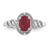 10K White Gold 7x5mm Oval July Ruby and Diamond Size 7 Ring view 5