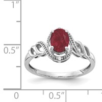 10K White Gold 7x5mm Oval July Ruby and Diamond Size 7 Ring view 3