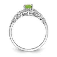 10K White Gold 7x 5mm Oval August Peridot and Diamond Ring view 2