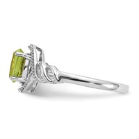 10K White Gold 7x 5mm Oval August Peridot and Diamond Ring view 4