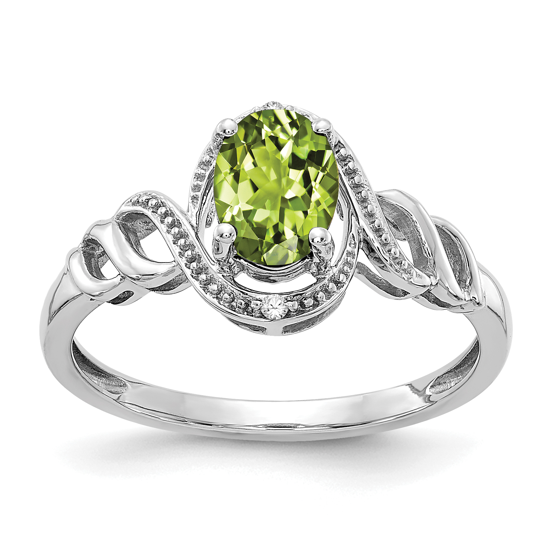 10k White Gold Peridot and Diamond Ring (10XB317)