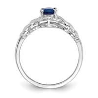10K White Gold 7x5mm Oval September Sapphire and Diamond Ring - Size 7 view 2
