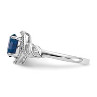10K White Gold 7x5mm Oval September Sapphire and Diamond Ring - Size 7 view 4