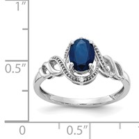 10K White Gold 7x5mm Oval September Sapphire and Diamond Ring - Size 7 view 3