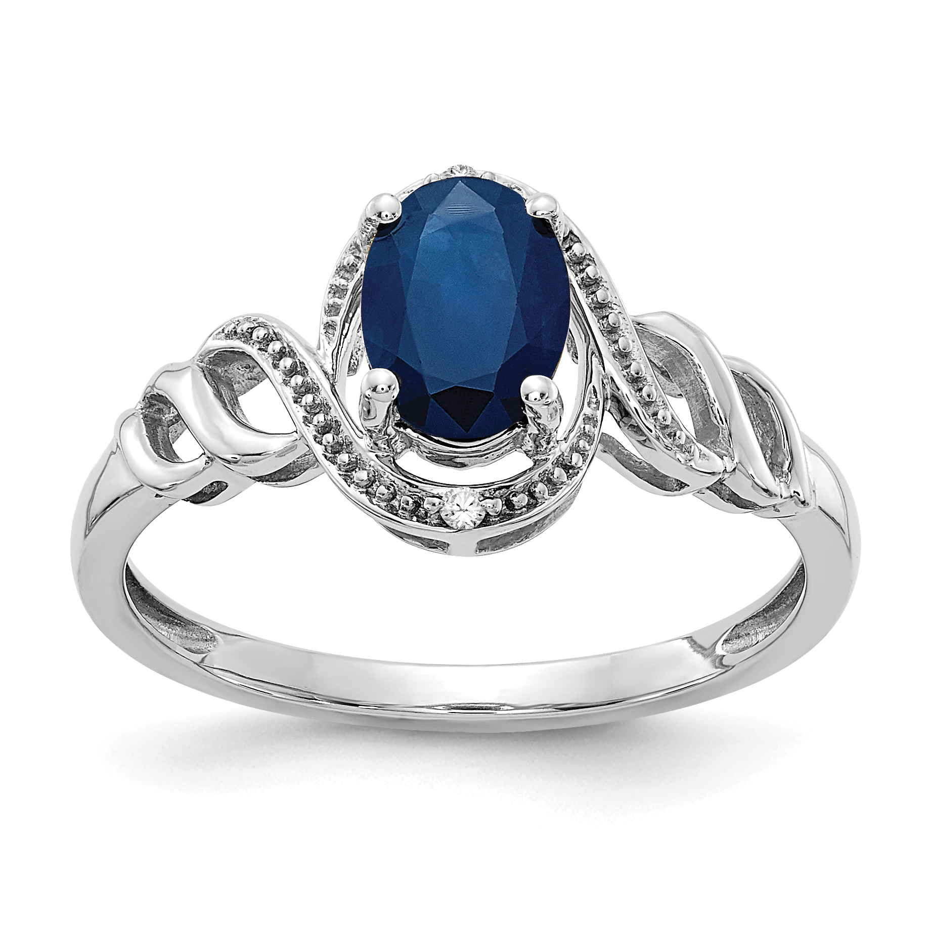 10k White Gold Sapphire and Diamond Ring (10XB318)
