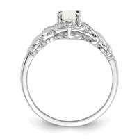10K White Gold 7x 5mm Oval October Opal and Diamond Ring view 2