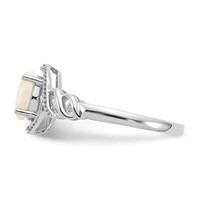 10K White Gold 7x 5mm Oval October Opal and Diamond Ring view 4