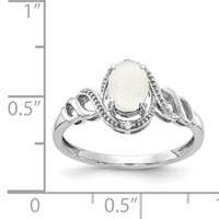 10K White Gold 7x 5mm Oval October Opal and Diamond Ring view 3