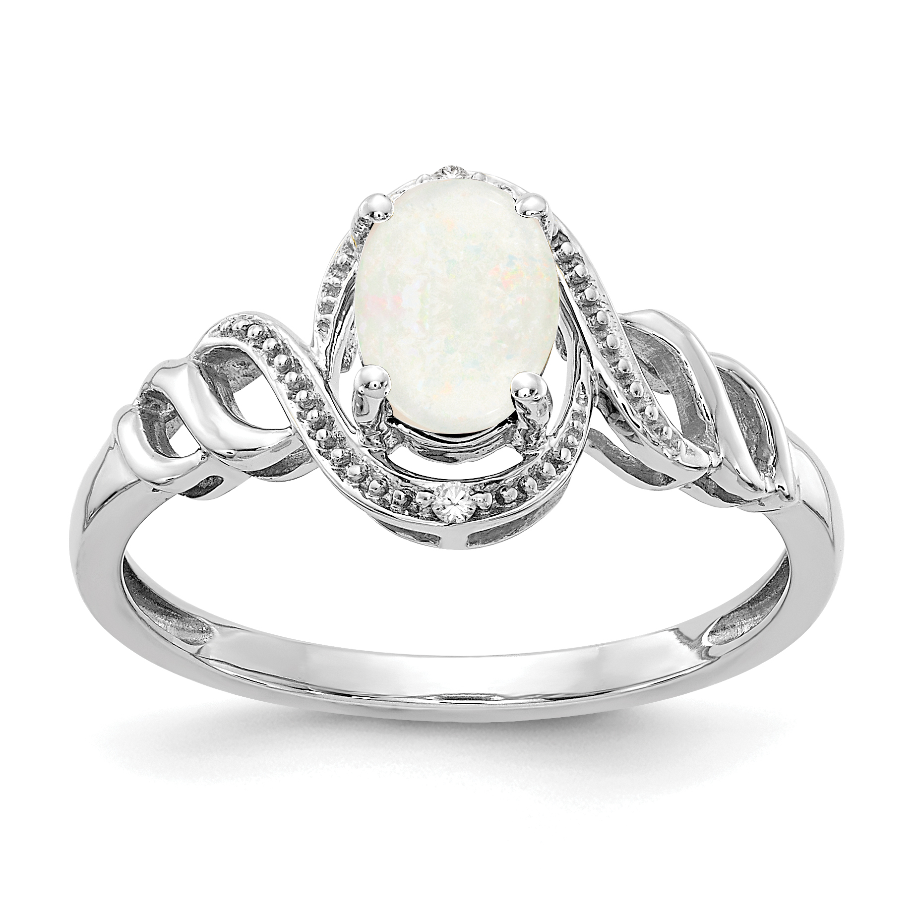 10k White Gold Opal and Diamond Ring (10XB319)