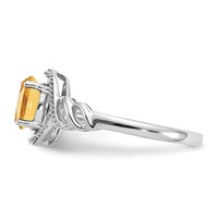 10K White Gold 7x5mm Oval November Citrine and Diamond Size 7 Ring view 4