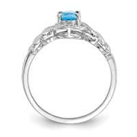 10K White Gold 7x 5mm Oval December Light Swiss Blue Topaz and Diamond Ring view 2