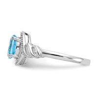 10K White Gold 7x 5mm Oval December Light Swiss Blue Topaz and Diamond Ring view 4