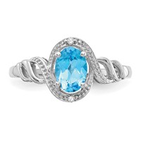10K White Gold 7x 5mm Oval December Light Swiss Blue Topaz and Diamond Ring view 5
