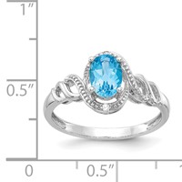 10K White Gold 7x 5mm Oval December Light Swiss Blue Topaz and Diamond Ring view 3