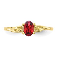 10K Yellow Gold Polished 6x 4mm Oval Genuine January Garnet Birthstone Ring view 4