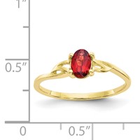 10K Yellow Gold Polished 6x 4mm Oval Genuine January Garnet Birthstone Ring view 5
