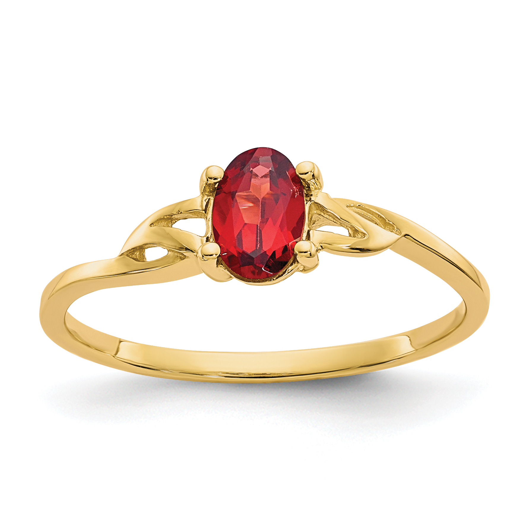 10k Polished Genuine Garnet Birthstone Ring (10XBR130)