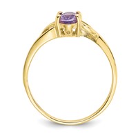 10K Yellow Gold Polished 6x 4mm Oval Genuine February Amethyst Birthstone Ring view 2