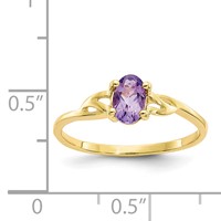 10K Yellow Gold Polished 6x 4mm Oval Genuine February Amethyst Birthstone Ring view 5