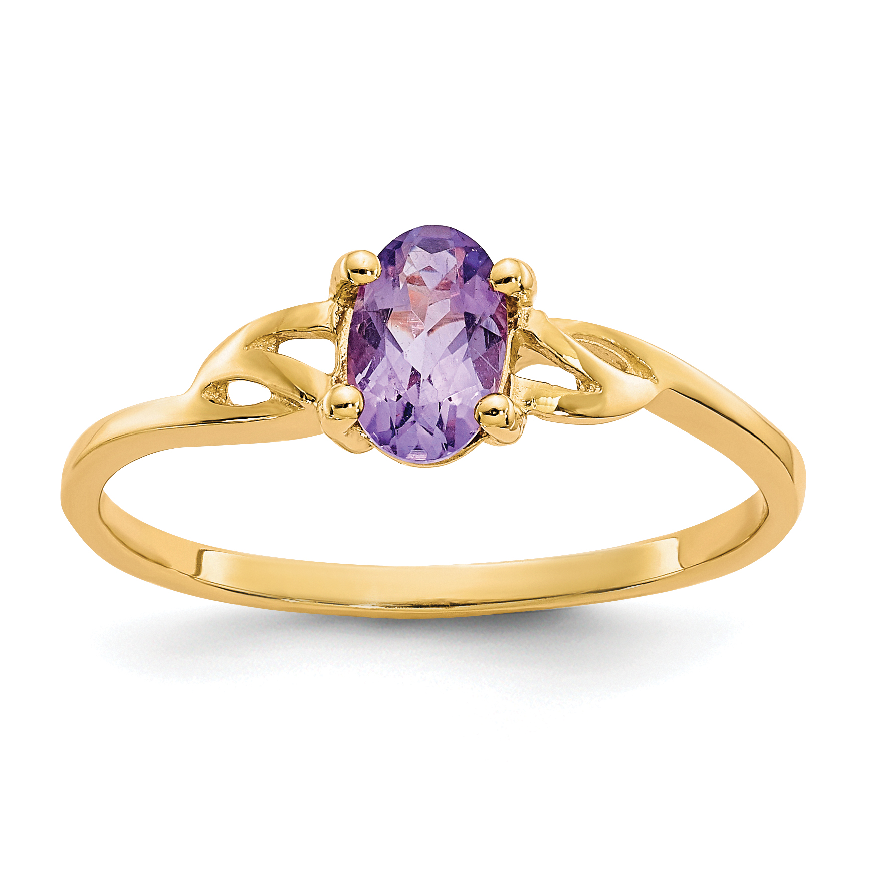 10k Polished Genuine Amethyst Birthstone Ring (10XBR131)